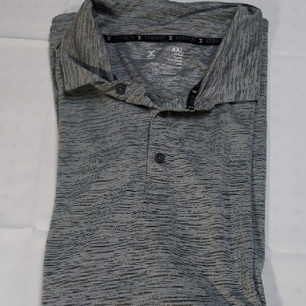 Xersion Men's Textured Gray & Black Polo Shirt Sz 4X